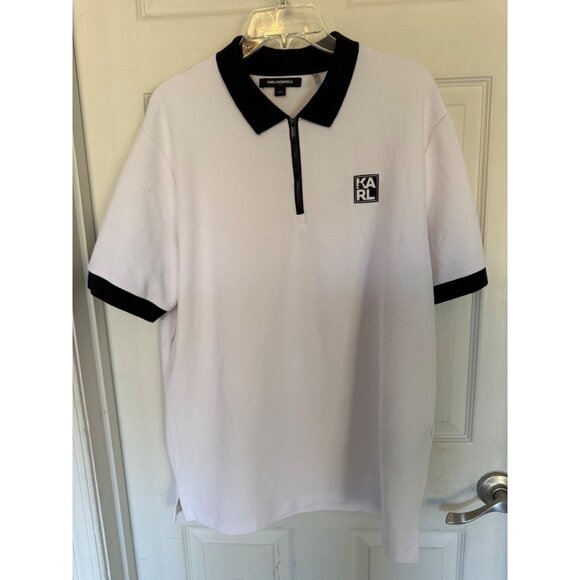 Karl Lagerfeld Other - Karl Lagerfeld White & Black Performance Short Sleeve Polo Shirt Men's Large